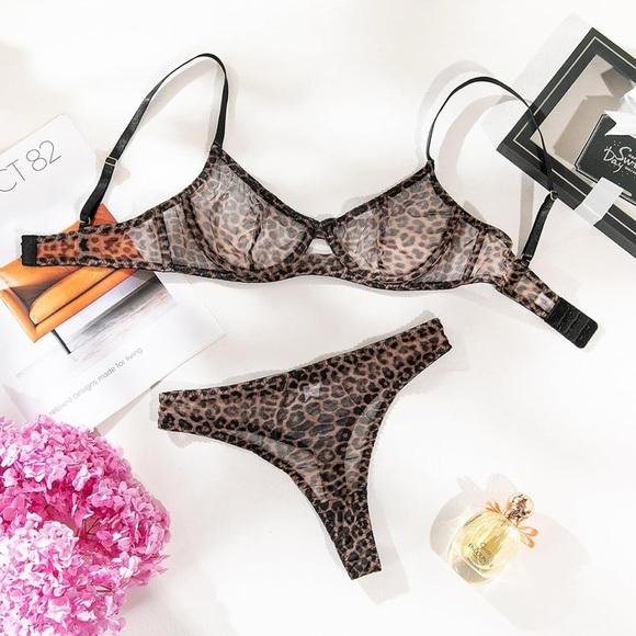 Leopard Two Piece Sheer Lingerie Set - Picture 4 of 4